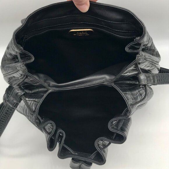 Sharif Vintage Black Croc Embossed Leather Studded Crossbody - Picture 12 of 12